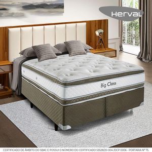 Cama Box Queen Herval Alto Suporte Big Class, 71x158x198 cm, Molas ConforClass