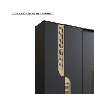 Guarda-Roupa Casal 6 Portas Édez Namur, Preto/Pinus