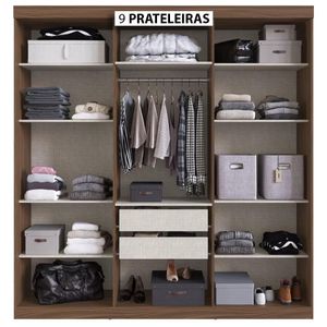 Guarda-Roupa 6 Portas Casal Édez Pine, Nogueira/Off White