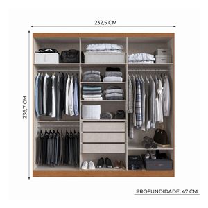 Guarda-Roupa Casal 6 Portas Édez Magnolia, Carvalho
