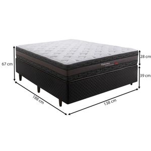 Cama Box Herval Casal Palermo, 67x138x188 cm, Molas Ensacadas