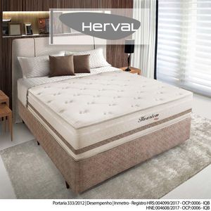 Cama Box com Cabeceira Herval Casal Haarlem, 69x138x188 cm, Molas Ensacadas