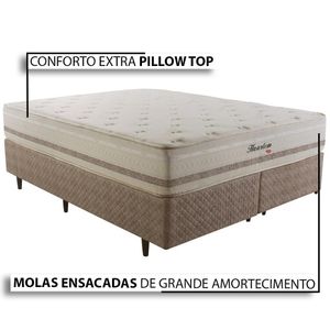 Cama Box com Cabeceira Herval King Haarlem, 69x193x203 cm, Molas Ensacadas