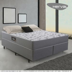 Cama Box Herval Queen Black Espuma, 64x158x198 cm, Colchão Composto