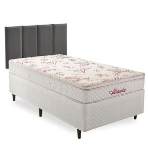 Cama Box com Cabeceira Modulada Solteiro Herval Atlanta, 59x88x188 cm, Molas Bonnel