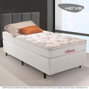 Cama Box com Cabeceira Modulada Solteiro Herval Atlanta, 59x88x188 cm, Molas Bonnel