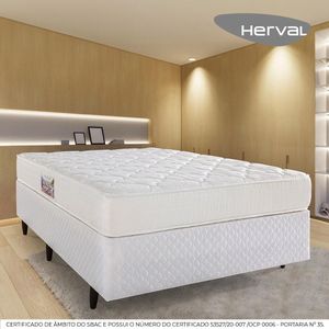 Cama Box Herval Casal Top D45 New, 60x138x188 cm, Bordado, Espuma D45