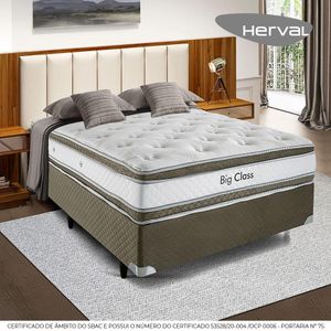 Cama Box Herval Casal Alto Suporte Big Class, 71x138x188 cm, Molas ConforClass