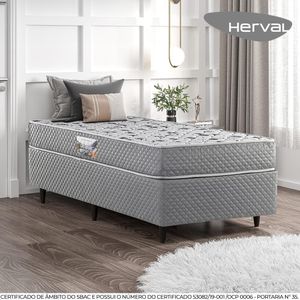 Cama Box Herval Solteiro Ortopedic Black Espuma, 56x88x188 cm, Colchão Composto