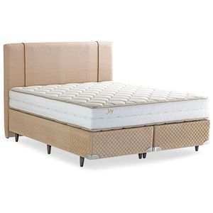 Cama Box com Cabeceira Herval Queen Joy Espuma, 67x158x198 cm, Colchão Composto