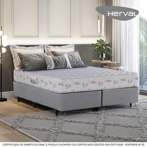 Cama Box Herval Queen Cannes, 64x158x198 cm, Bordado, Espuma D33