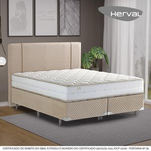 Cama Box com Cabeceira Herval Queen Joy Espuma, 67x158x198 cm, Colchão Composto