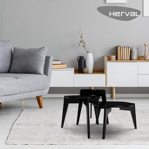 Conjunto Mesas de Apoio Herval Coast, 3 Peças, Preto
