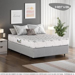 Cama Box Herval Casal Cannes, 64x138x188 cm, Bordado, Espuma D33