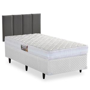 Cama Box Solteiro com Cabeceira Modulada Solteiro Herval Frontier, 56x88x188 cm, Espuma