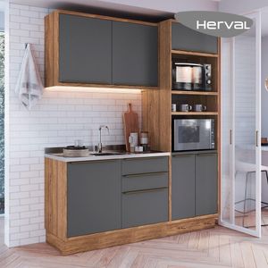 Cozinha Modulada Pequena Herval Ten, 3 Peças 100% MDF, 190 cm