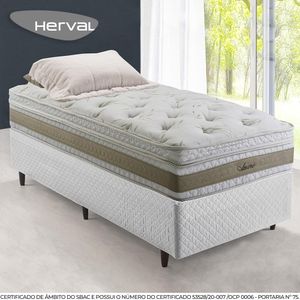 Cama Box Herval Solteiro Amore, 67x96x203 cm, Molas Ensacadas