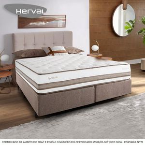 Cama Box com Cabeceira Herval Spettácolo Queen, 74x158x198 cm, Molas Ensacadas