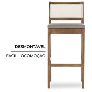 Conjunto 2 Banquetas Altas Desmontáveis Herval Nat, Madeira Maciça, Sintético Facto Cinza