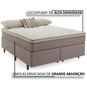 Cama Box com Cabeceira Herval Queen Lucca, 66x158x198 cm, Molas Ensacadas