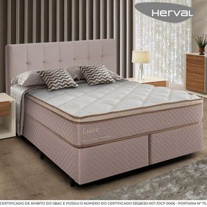 Cama Box com Cabeceira Herval Queen Lucca, 66x158x198 cm, Molas Ensacadas