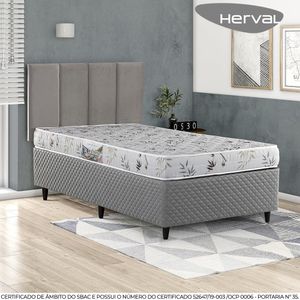 Cama Box com Cabeceira Modulada Solteiro Herval St. Louis, 53x88x188 cm, Espuma D28