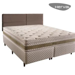 Cama Box com Cabeceira Modulada King Herval Amore, 67x193x203 cm, Molas Ensacadas