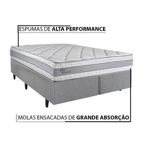 Cama Box com Cabeceira Modulada King Herval Alba, 65x193x203 cm, Molas Ensacadas