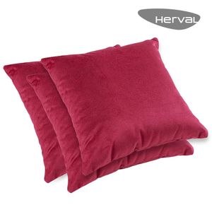 Conjunto 3 Almofadas Herval Capri, 40x40, Veludo Animale Vermelho