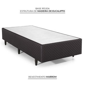 Cama Box Solteiro Herval Palermo, 67x88x188 cm, Molas Ensacadas, Marrom
