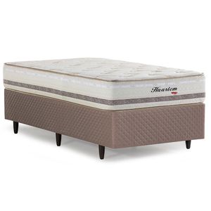 Cama Box Herval Solteiro Haarlem, 69x88x188 cm, Molas Ensacadas, Marrom Claro