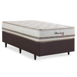 Cama Box Herval Solteiro Haarlem, 69x88x188 cm, Molas Ensacadas, Marrom