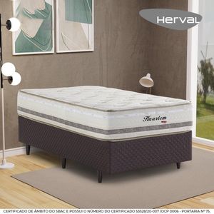 Cama Box Herval Solteiro Haarlem, 69x88x188 cm, Molas Ensacadas, Marrom