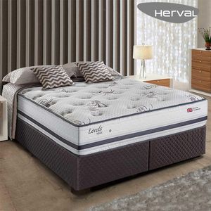 Cama Box Queen Herval Leeds, 69x158x198 cm, Molas Maxspring, Chumbo