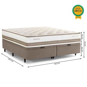 Cama Box King Size com Baú Herval Spettácolo, Molas Ensacadas, 81x193x203 cm