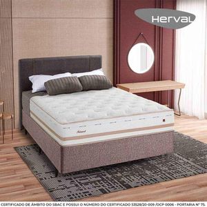 Cama Box Casal de Molas Herval Irland, Molas Maxspring, 72x138x188 cm