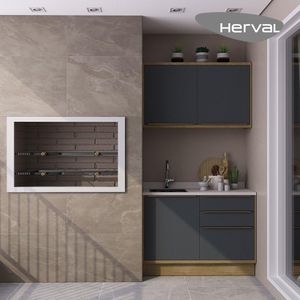 Cozinha Modulada Pequena 100% MDF Herval Ten, 120 cm