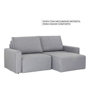Sofá Retrátil 3 Lugares Herval Adapt, Linho Cinza
