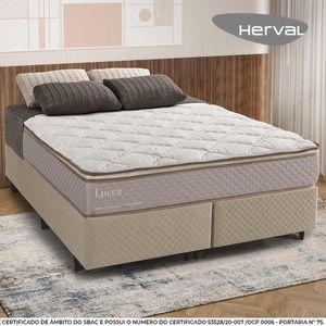 Cama Box Queen Herval Lucca, 66x158x198 cm, Molas Ensacadas, Suede Bege