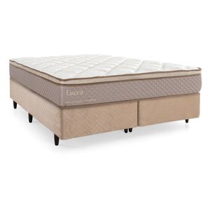 Cama Box Queen Herval Lucca, 66x158x198 cm, Molas Ensacadas, Suede Bege