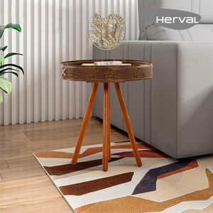 Mesa Lateral Herval Salt, 48x43 cm, Laminado Natural