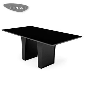 Mesa de Jantar 8 Lugares Herval Denver, 180 cm, Madeira Maciça, Preta