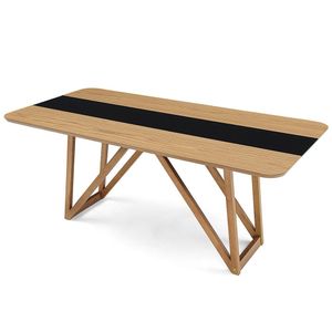 Mesa de Jantar 8 Lugares Herval Indy, 180 Cm, Madeira Maciça, Amêndoa e Preto