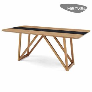 Mesa de Jantar 8 Lugares Herval Indy, 180 Cm, Madeira Maciça, Amêndoa e Preto