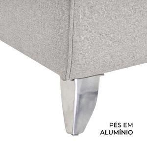 Sofá de Linho 3 Lugares Herval Cross, Café com Leite, 216 cm