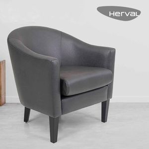 Poltrona Decorativa Quarto Herval Liz, Sintético Preto