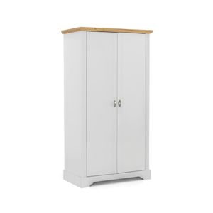 Guarda-Roupa Solteiro Retrô 2 Portas Édez Moscow, Branco Nevada/Pinus