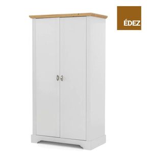 Guarda-Roupa Solteiro Retrô 2 Portas Édez Moscow, Branco Nevada/Pinus