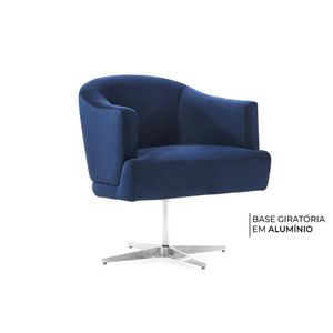 Poltrona Giratória para Sala Herval Roma, Veludo Azul