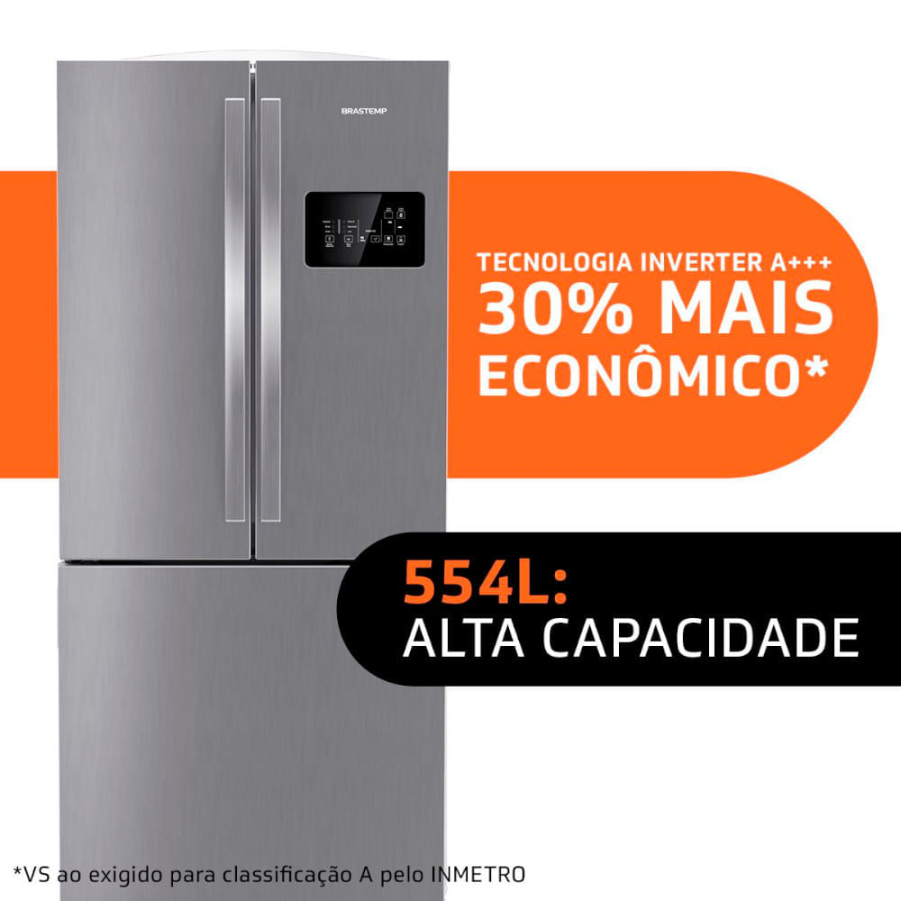 Geladeira Brastemp French Door Frost Free A+++ 554L Inox BRO85AK - 220V (Reembalado)